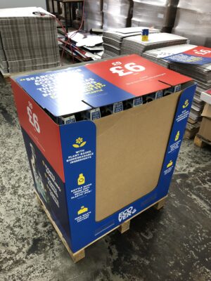 Pallet display POS Point of Sale OFD promotional display design agency print production printers assembly fulfilment promotional display design agency print production printers assembly fulfilment co-packing pre-filling